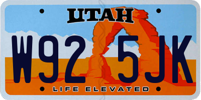 UT license plate W925JK