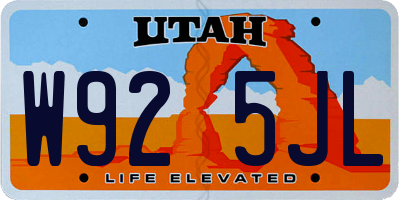 UT license plate W925JL