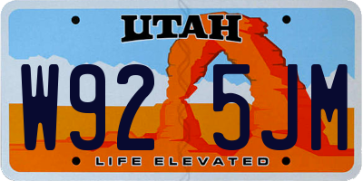 UT license plate W925JM