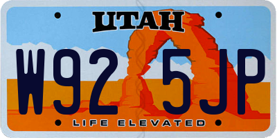 UT license plate W925JP