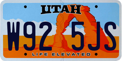 UT license plate W925JS