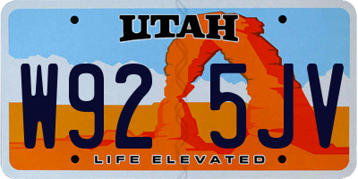 UT license plate W925JV