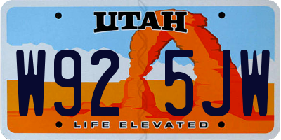 UT license plate W925JW