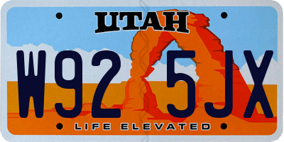 UT license plate W925JX