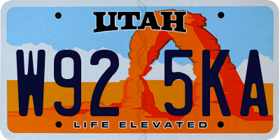 UT license plate W925KA