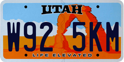 UT license plate W925KM