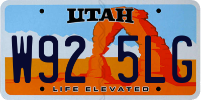 UT license plate W925LG