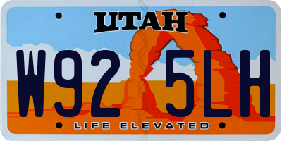 UT license plate W925LH
