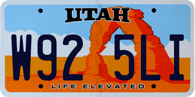 UT license plate W925LI