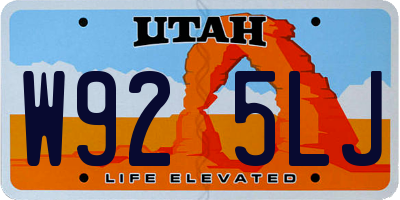 UT license plate W925LJ