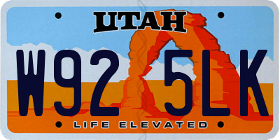 UT license plate W925LK