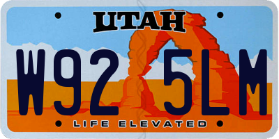 UT license plate W925LM