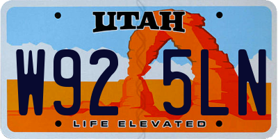 UT license plate W925LN