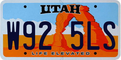 UT license plate W925LS