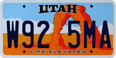 UT license plate W925MA