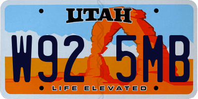 UT license plate W925MB