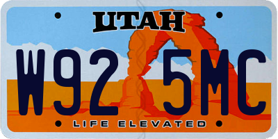 UT license plate W925MC