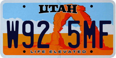 UT license plate W925MF