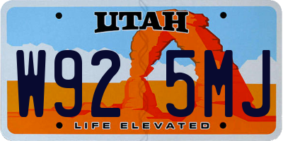 UT license plate W925MJ