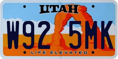 UT license plate W925MK