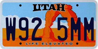UT license plate W925MM