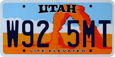 UT license plate W925MT