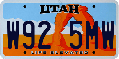 UT license plate W925MW