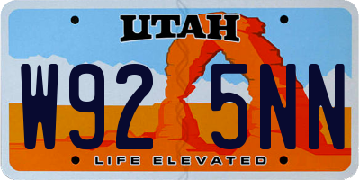 UT license plate W925NN