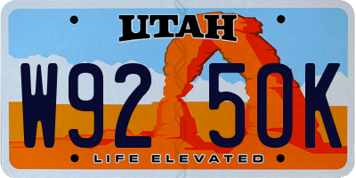 UT license plate W925OK