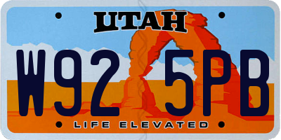 UT license plate W925PB
