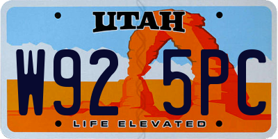UT license plate W925PC