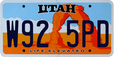 UT license plate W925PD