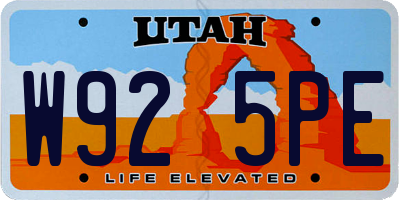 UT license plate W925PE