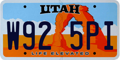 UT license plate W925PI