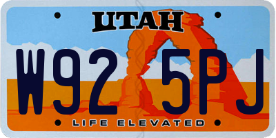 UT license plate W925PJ
