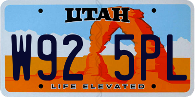 UT license plate W925PL