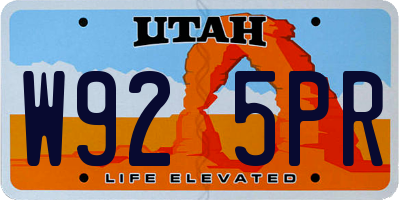UT license plate W925PR