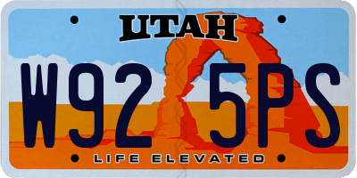 UT license plate W925PS