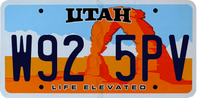 UT license plate W925PV