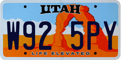 UT license plate W925PY