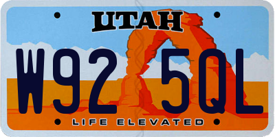 UT license plate W925QL