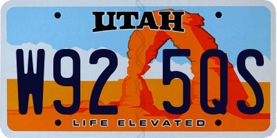 UT license plate W925QS