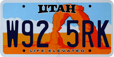 UT license plate W925RK