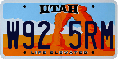 UT license plate W925RM