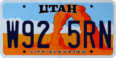 UT license plate W925RN