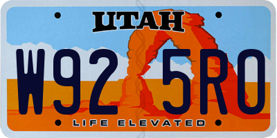 UT license plate W925RO