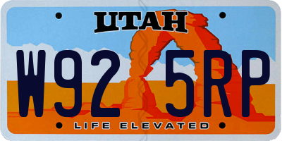 UT license plate W925RP
