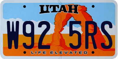 UT license plate W925RS