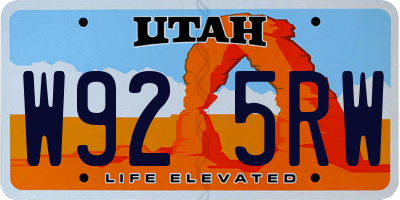 UT license plate W925RW