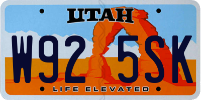 UT license plate W925SK